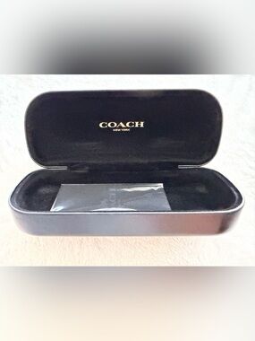 Coach Black Leather Eyewear Case with Embossed Logo
